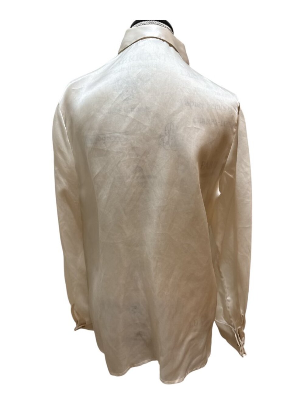 Talbots Sz M Cream 100% Silk Diamond-Like Button Blouse - Picture 3 of 6
